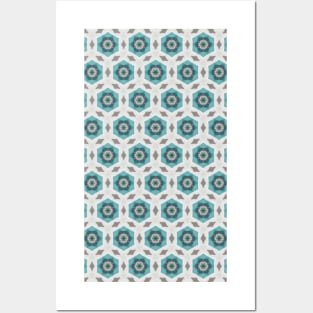 Turquoise Hexagon Pattern Posters and Art